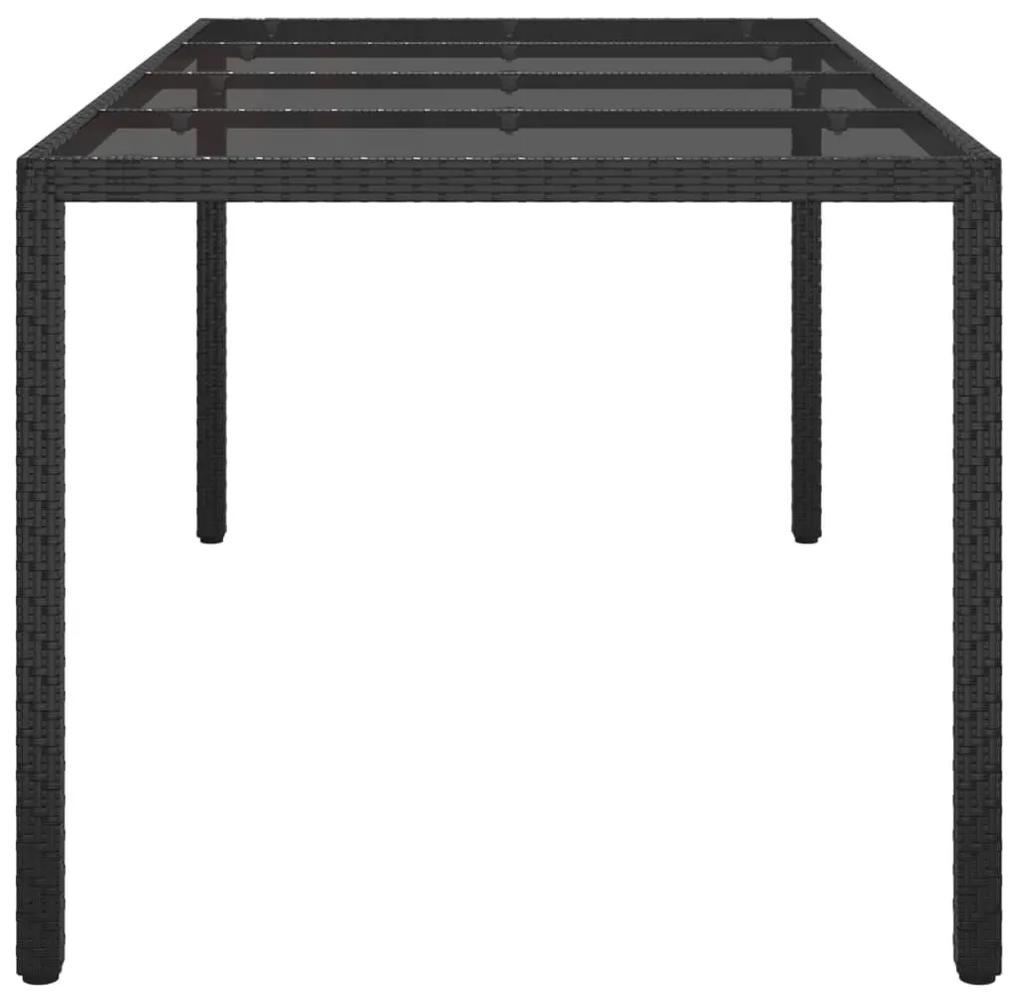 Τραπέζι Κήπου Μαύρο 190x90x75 εκ. Ψημένο Γυαλί/Συνθετικό Ρατάν - Μαύρο