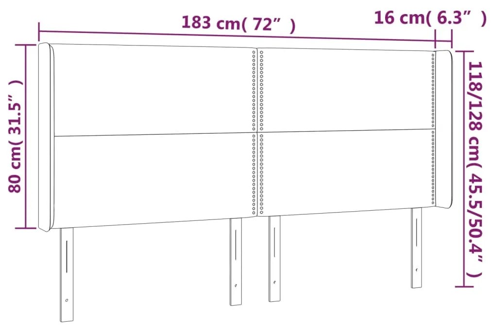 vidaXL Κεφαλάρι Κρεβατιού LED Σκούρο Γκρι 183x16x118/128εκ. Υφασμάτινο