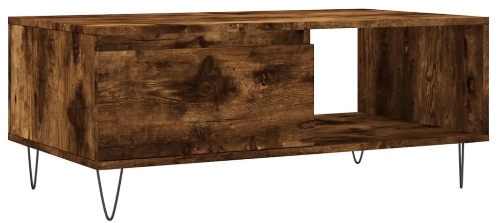 vidaXL Τραπεζάκι Σαλονιού Καπνιστή Δρυς 90x50x36,5 εκ. Επεξεργ. Ξύλο