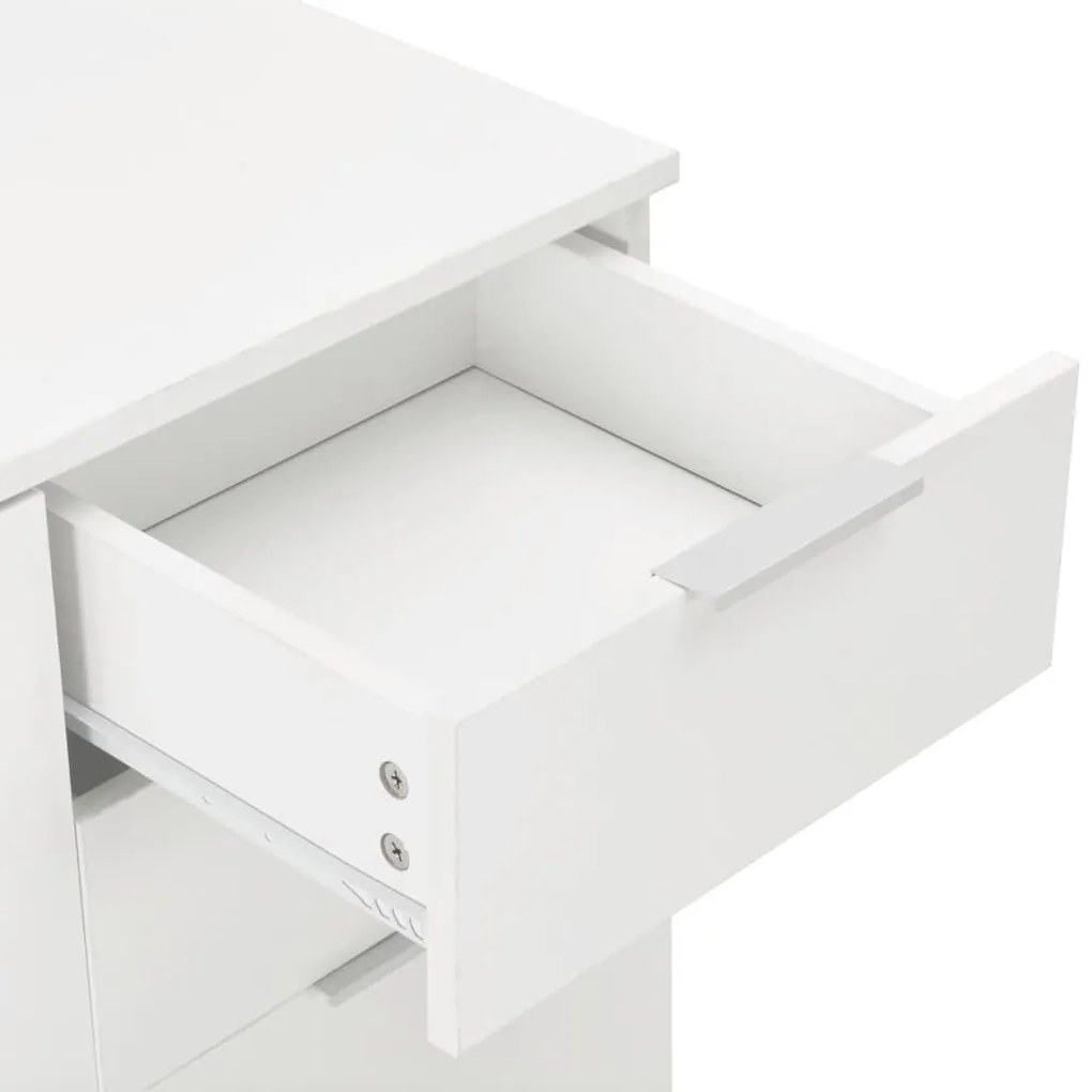 Μπουφές Ψηλός Γυαλιστερός Λευκός 71x35x80εκ. Επεξεργασμένο Ξύλο - Λευκό