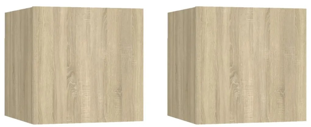 vidaXL Κομοδίνα 2 τεμ. Sonoma Δρυς 30,5 x 30 x 30 εκ. από Επεξ. Ξύλο