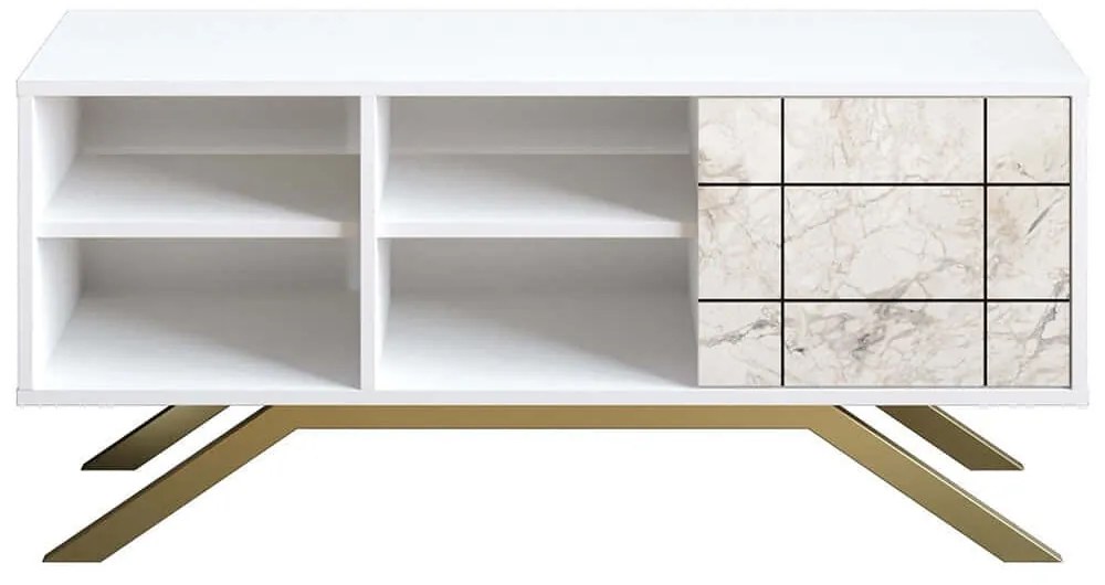 Έπιπλο Τηλεόρασης North 788DEC4035 130x58,6x38,6cm Marble Effect White