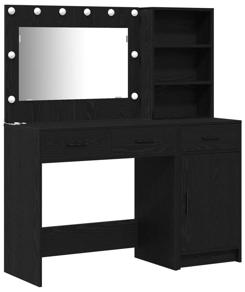 vidaXL Σετ Dressing Table 2 Τεμαχίων με LED Μαύρο Επεξεργασμένο Ξύλο