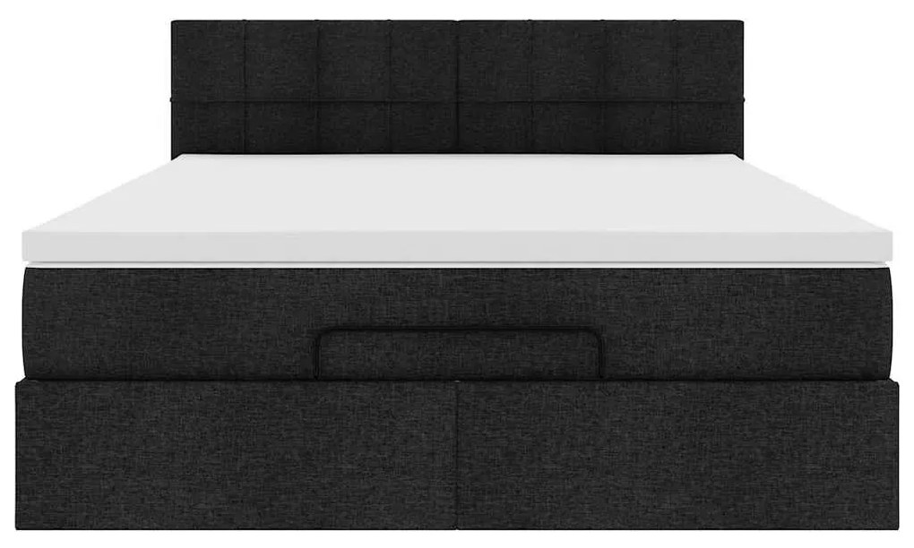 vidaXL Οθωμανικό κρεβάτι με στρώμα Μαύρο 140x190cm Ύφασμα