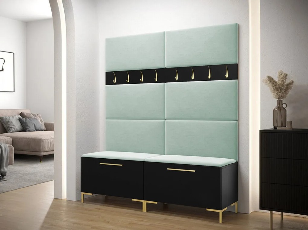 Σετ διαδρόμου Hartford F101, 196x168x46cm, 32 kg, Μαύρο, Ταπισερί, Πλαστικοποιημένη μοριοσανίδα, Εντοιχισμένη, Τοίχου | Epipla1.gr