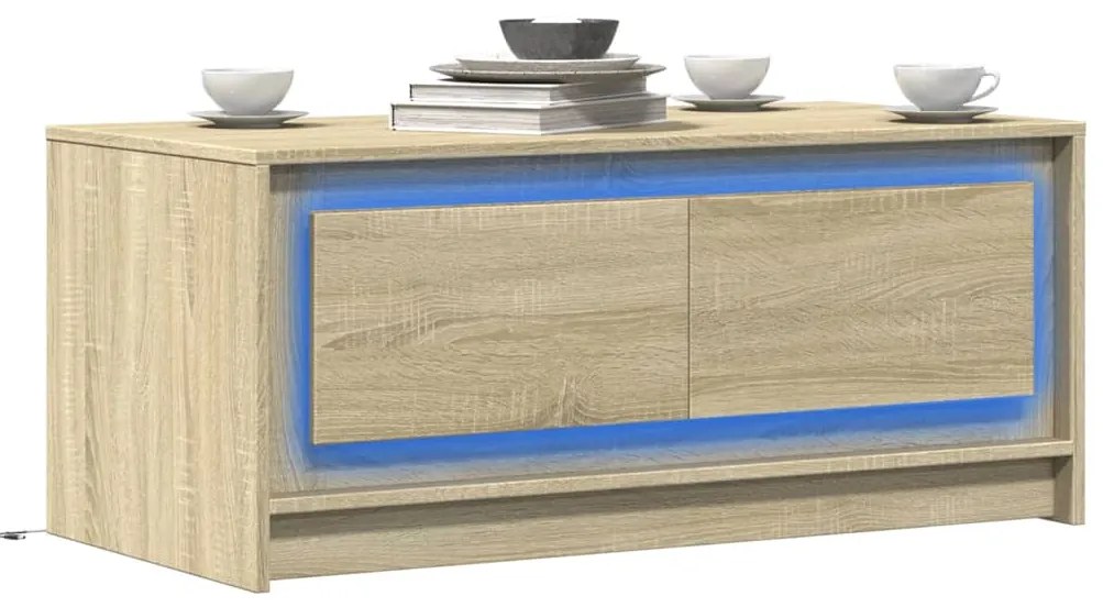 vidaXL Τραπεζάκι Σαλονιού με Φώτα LED Sonoma Δρυς Επεξ. Ξύλο