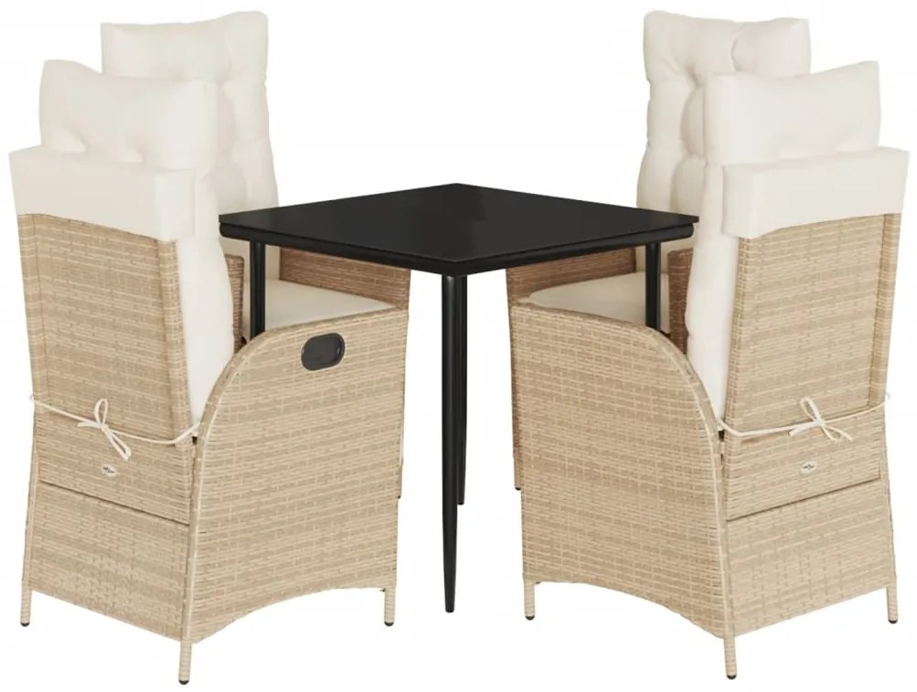 vidaXL Σετ Τραπεζαρίας Κήπου 5 τεμ. Μπεζ Συνθετικό Ρατάν με Μαξιλάρι