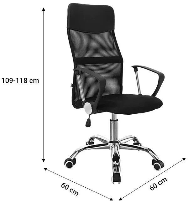 Καρέκλα γραφείου διευθυντή Joel I με ύφασμα mesh μαύρο-κόκκινο 60x60x109-118εκ 60x60x109 εκ.