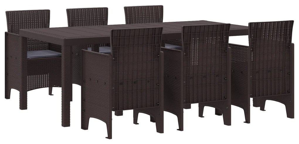 vidaXL Σετ Τραπεζαρίας Κήπου 7 pcs Καφέ 200 x 100 x 73 εκ.