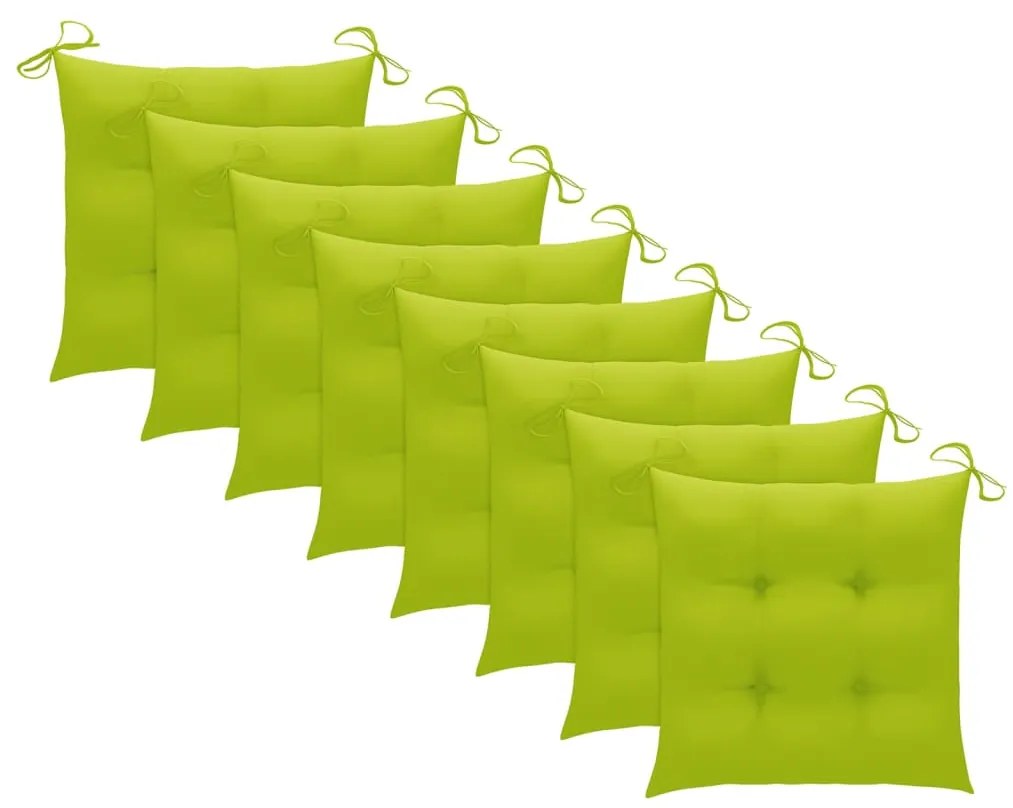 vidaXL Καρέκλες Κήπου Στοιβαζόμενες 8 τεμ. Μασίφ Ξύλο Teak &amp; Μαξιλάρια