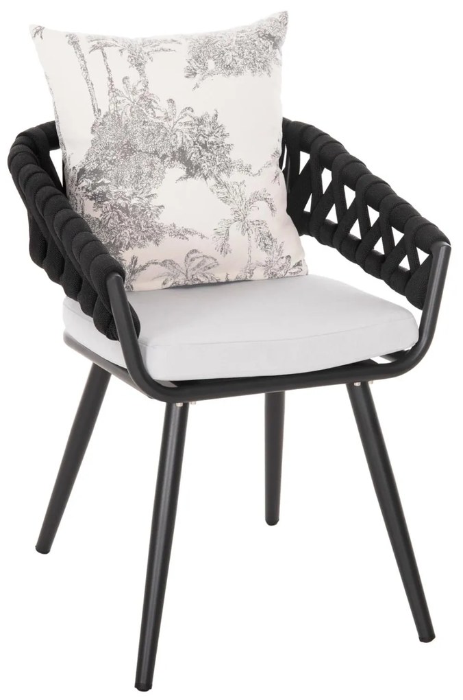 ARMCHAIR ALUMINUM CAMDEN  BACK CUSHION IN ECRU WITH PRINT DESIGN-ANTHRACITE 56x60x72-87Hcm.