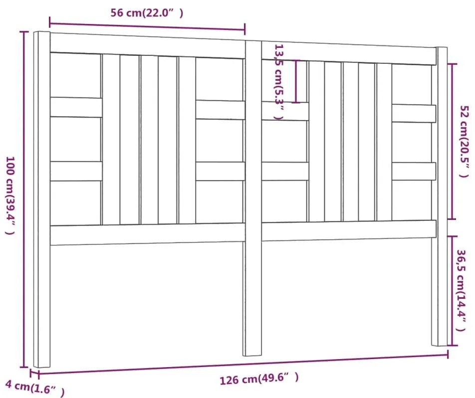 Κεφαλάρι Κρεβατιού Μαύρο 126 x 4 x 100 εκ. Μασίφ Ξύλο Πεύκου - Μαύρο