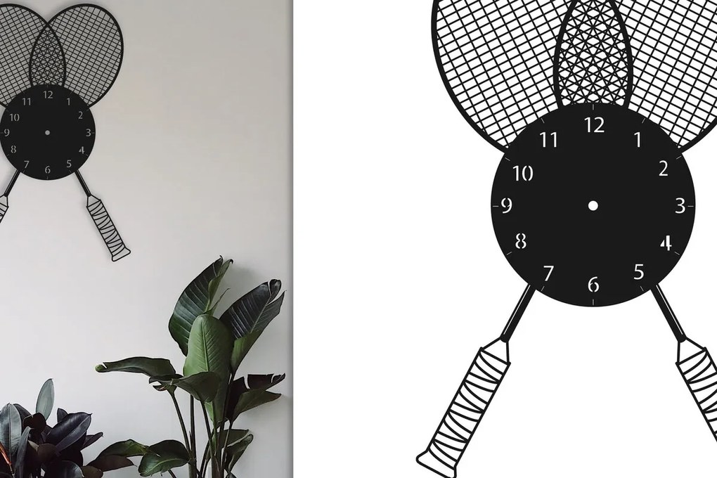 Intra απο ξύλο plywood 3mm-4mm πάχος – Ρολόι τοίχου ρακέτας μπάντμιντον Δίασταση 40x30 cm INTRAFABR-79313021