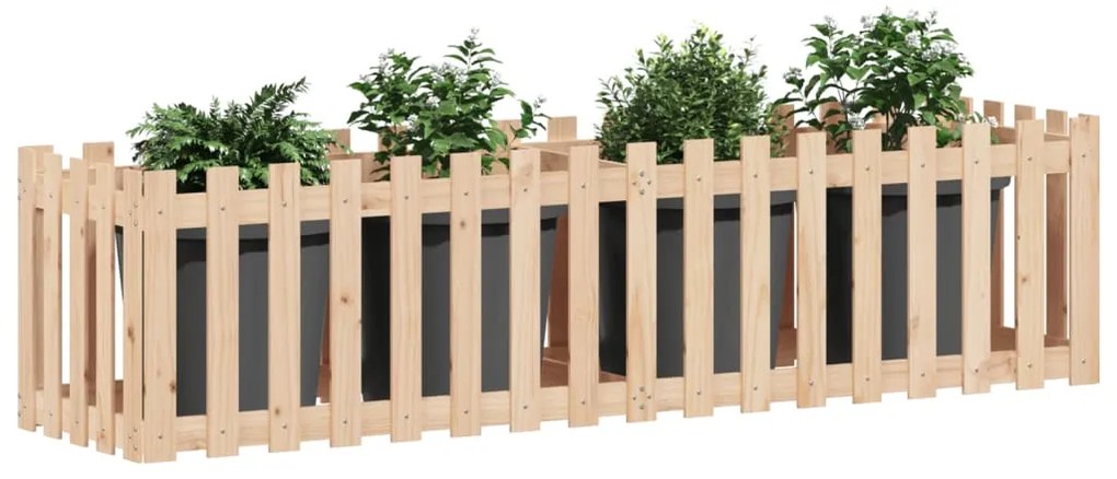 vidaXL Ζαρντινιέρα Υπερυψωμένη Σχ Φράχτη 200 x 50 x 50 εκ. Μασίφ Πεύκο
