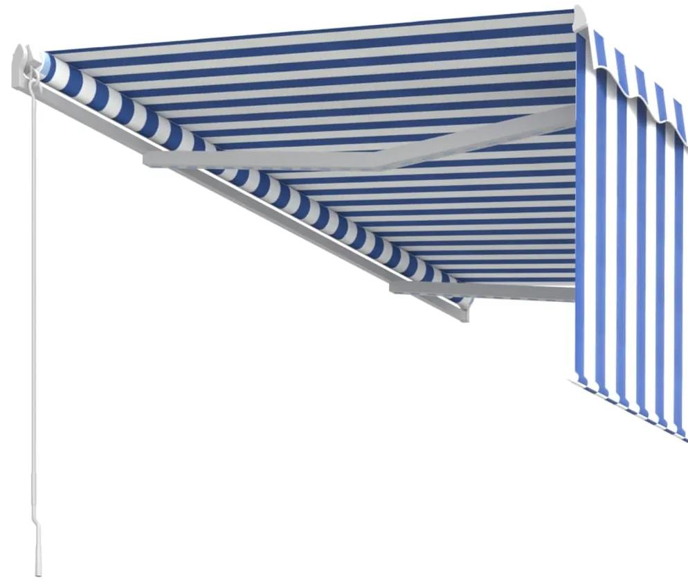 vidaXL Τέντα Συρόμενη Χειροκίνητη & Στόρι Σκίασης Μπλε/Λευκό 3,5x2,5 μ
