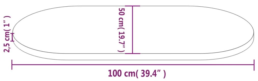 ΕΠΙΦΑΝΕΙΑ ΤΡΑΠΕΖΙΟΥ ΟΒΑΛ 100 X 50 X 2,5 ΕΚ. ΜΑΣΙΦ ΞΥΛΟ ΠΕΥΚΟΥ 824360