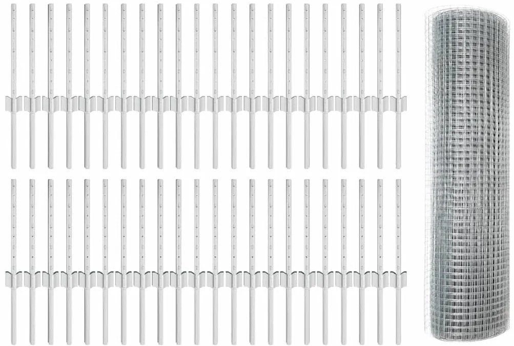 Τείχος και Πόστ Ασημί 0,4 x 100 μ Ατσάλι