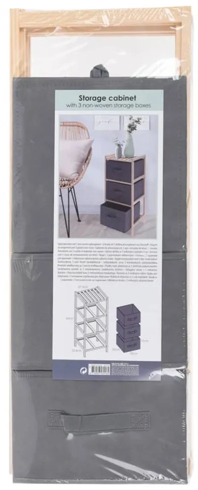 H&S Collection Αποθηκευτικό Ντουλάπι με 3 Κουτιά Αποθήκευσης Σκ. Γκρι