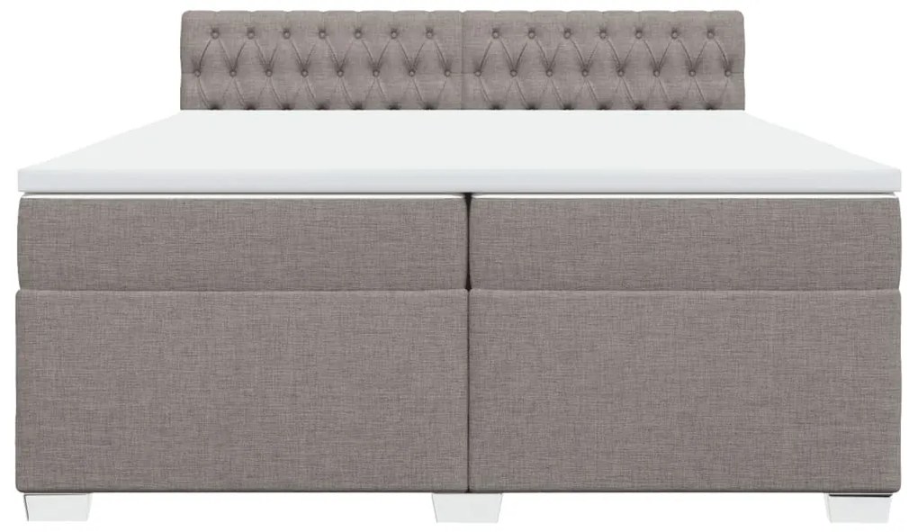 Κρεβάτι Boxspring με Στρώμα Taupe 200x200 εκ. Υφασμάτινο - Μπεζ-Γκρι