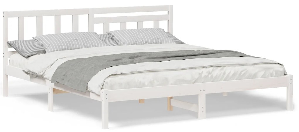 vidaXL Σκελετός Κρεβατιού Λευκό 180 x 200 cm Συμπαγές ξύλο πεύκου
