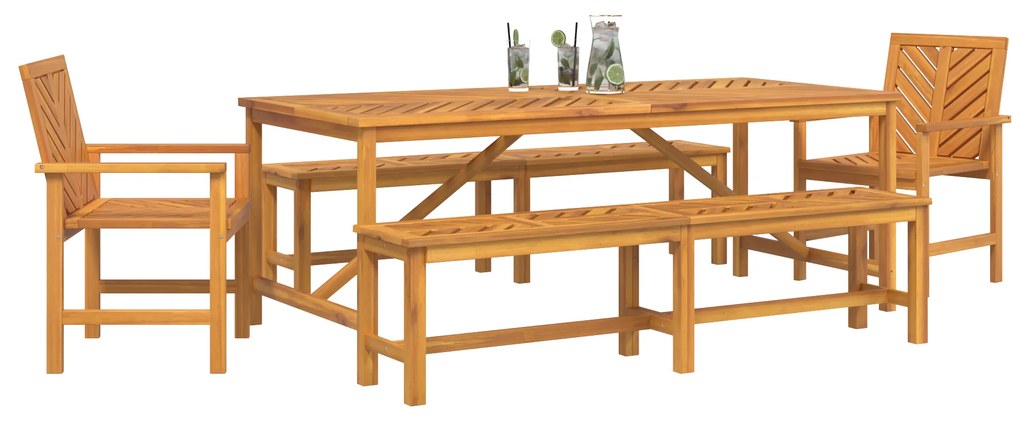 vidaXL Σέτ φαγητού για κήπο 5 pcs Καφέ 200 x 90 x 74 cm