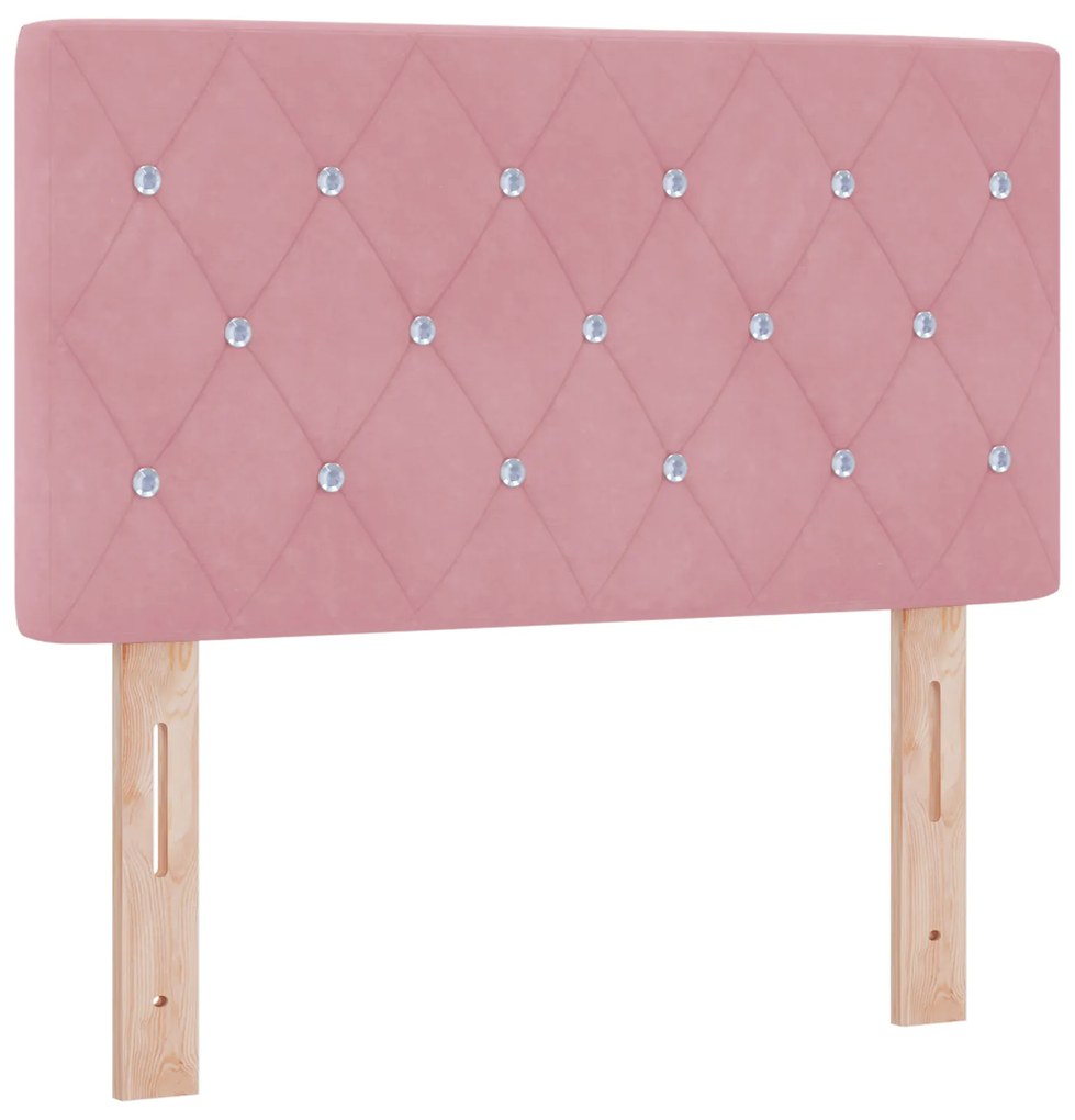 vidaXL Κρεβάτι Box Spring με Στρώμα Ροζ 80x200 εκ. Βελούδο
