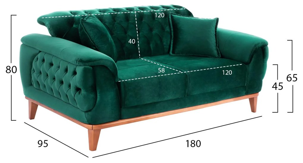 Καναπές - Κρεβάτι Bennington 2θέσιος Κυπαρισσί 180x95x80 εκ. 180x95x80 εκ.