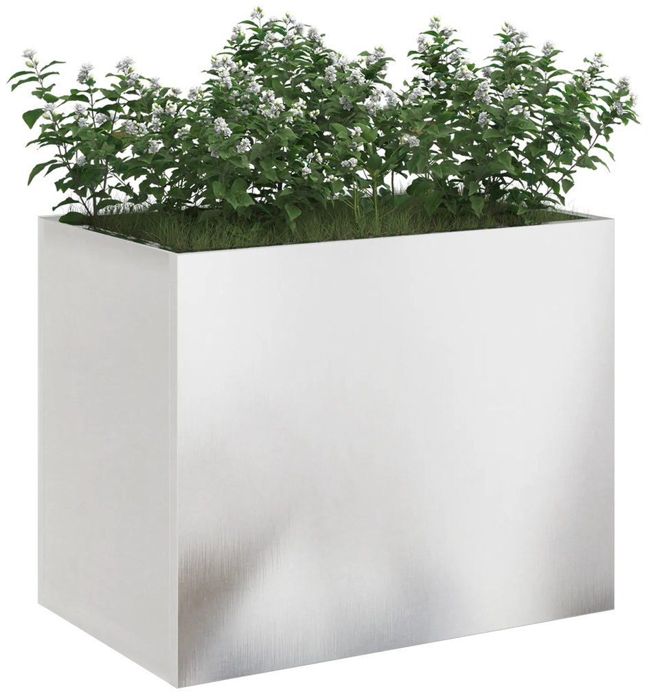 vidaXL Γλάστρα Κήπου Ασημί 50 x 32 x 40 εκ. Ανοξείδωτο ατσάλι