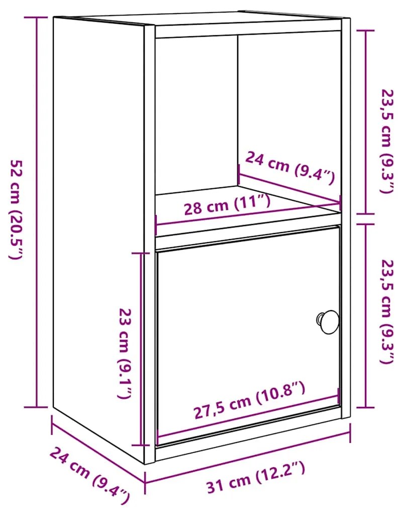 Βιβλιοθήκη Καφέ Δρυς 31x24x52 εκ. από Επεξεργασμένο Ξύλο - Καφέ