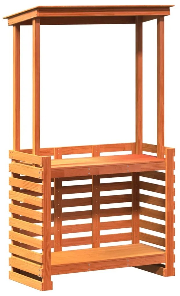 vidaXL Τραπέζι Μπαρ Κήπου με Οροφή Καφέ 112,5x57x195,5 εκ. Μασίφ Πεύκο