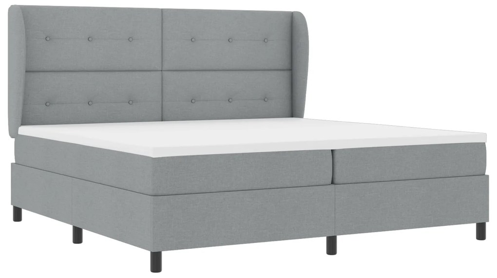 vidaXL Κρεβάτι Box Spring με Στρώμα - Ανοιχτό Γκρι, 200x200 εκ., Υλικό Ύφασμα