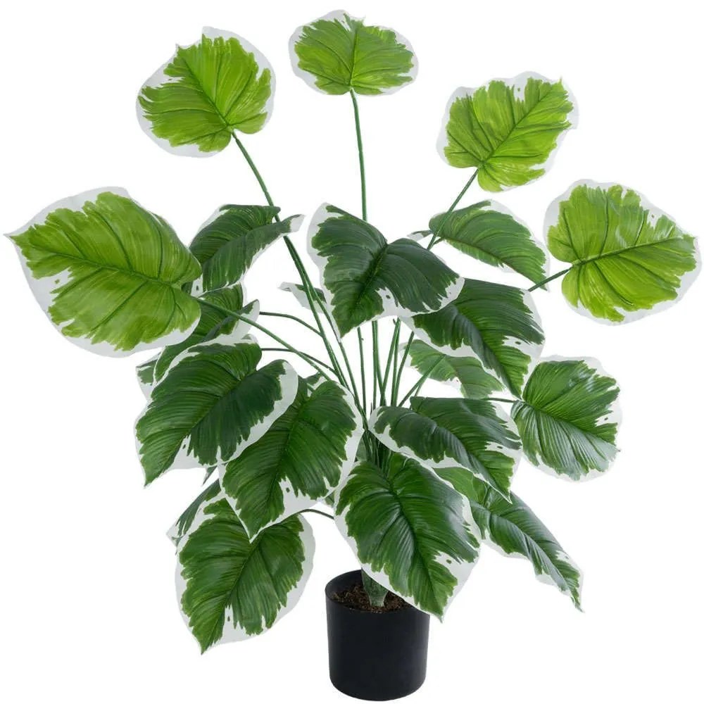 Τεχνητό Φυτό Hosta 20920 Φ87x80cm Green-White GloboStar Polyethylene,Fabric