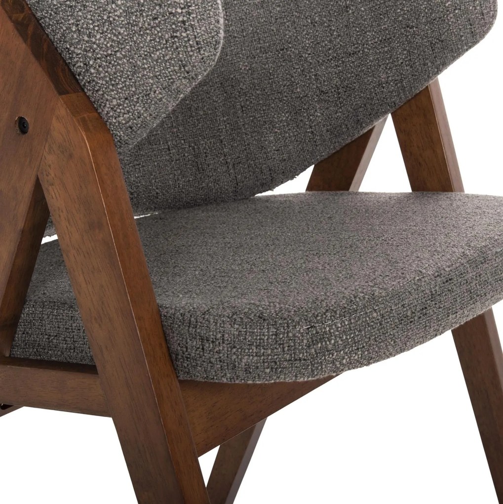Καρέκλα HANA Rubberwood Καρυδί και Γκρί ύφασμα 55x60x84Yεκ. 2αδα 55x60x84 εκ.