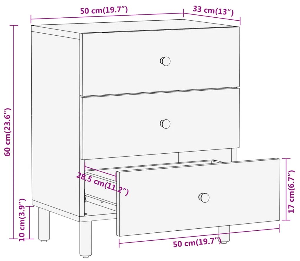 ΚΟΜΟΔΙΝΟ 50 X 33 X 60 ΕΚ. ΑΠΟ ΜΑΣΙΦ ΞΥΛΟ ΜΑΝΓΚΟ 356900