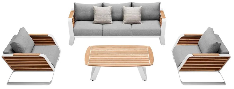 Σαλόνι Κήπου Wing-3 01-00-2842 (Σετ 4Τμχ) Με Μαξιλάρια Grey-Oak Five Seater