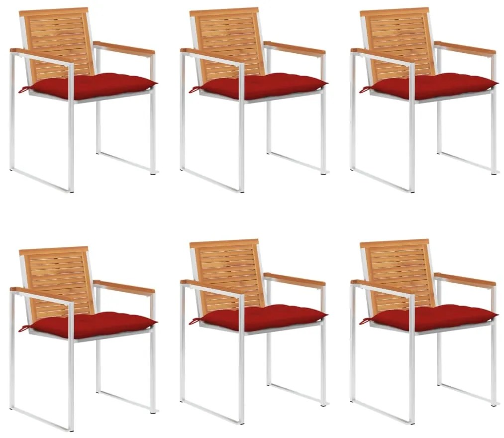 vidaXL Καρέκλες Κήπου 6 τεμ. από Μασίφ Ξύλο Ακακίας με Μαξιλάρια