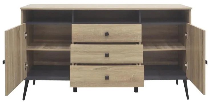 Μπουφές Zezan σε sonoma-ανθρακί απόχρωση 140.5x41.5x80εκ 140.5x41.5x80 εκ.