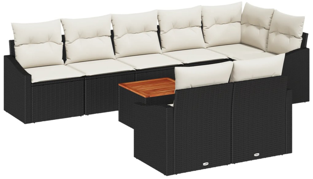 vidaXL Σετ Καναπέ Κήπου 9 pcs Μαύρος, λευκός 55 x 55 x 37 εκ Ρατάν