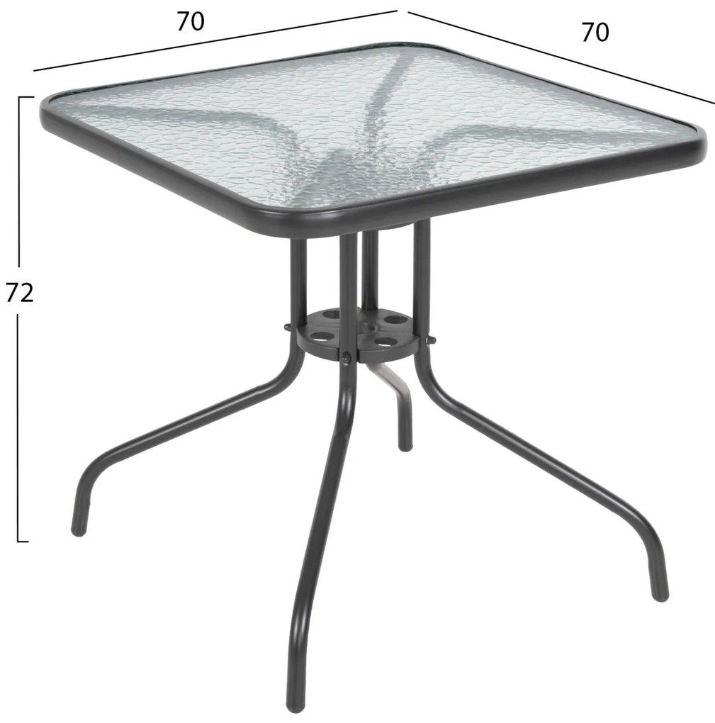 Σετ Κήπου Τραπεζαρία HM10469 3 τεμ Γκρί με Τραπέζι Figo 70x70x72 εκ. &amp; 2 Καρέκλες Laura