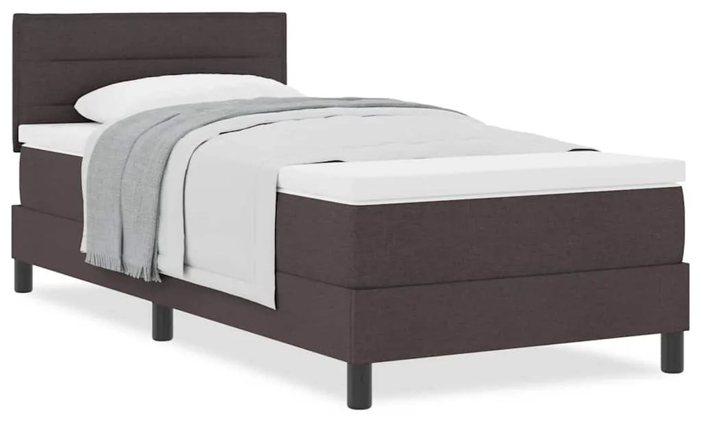 vidaXL Κρεβάτι box spring με στρώμα Σκούρο Καφέ 80 x 200 cm ύφασμα