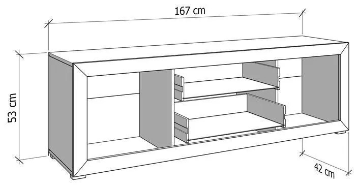 Έπιπλο τηλεόρασης WARWICK 167 3K2F2V Cashmere matt 167x42x54εκ. 167x42x54 εκ.