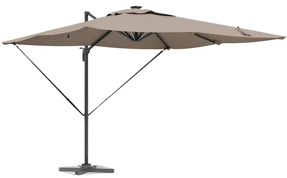 vidaXL Ομπρέλα ηλίου με φώτα λωρίδας LED Taupe 284 x 286 x 270 εκ.