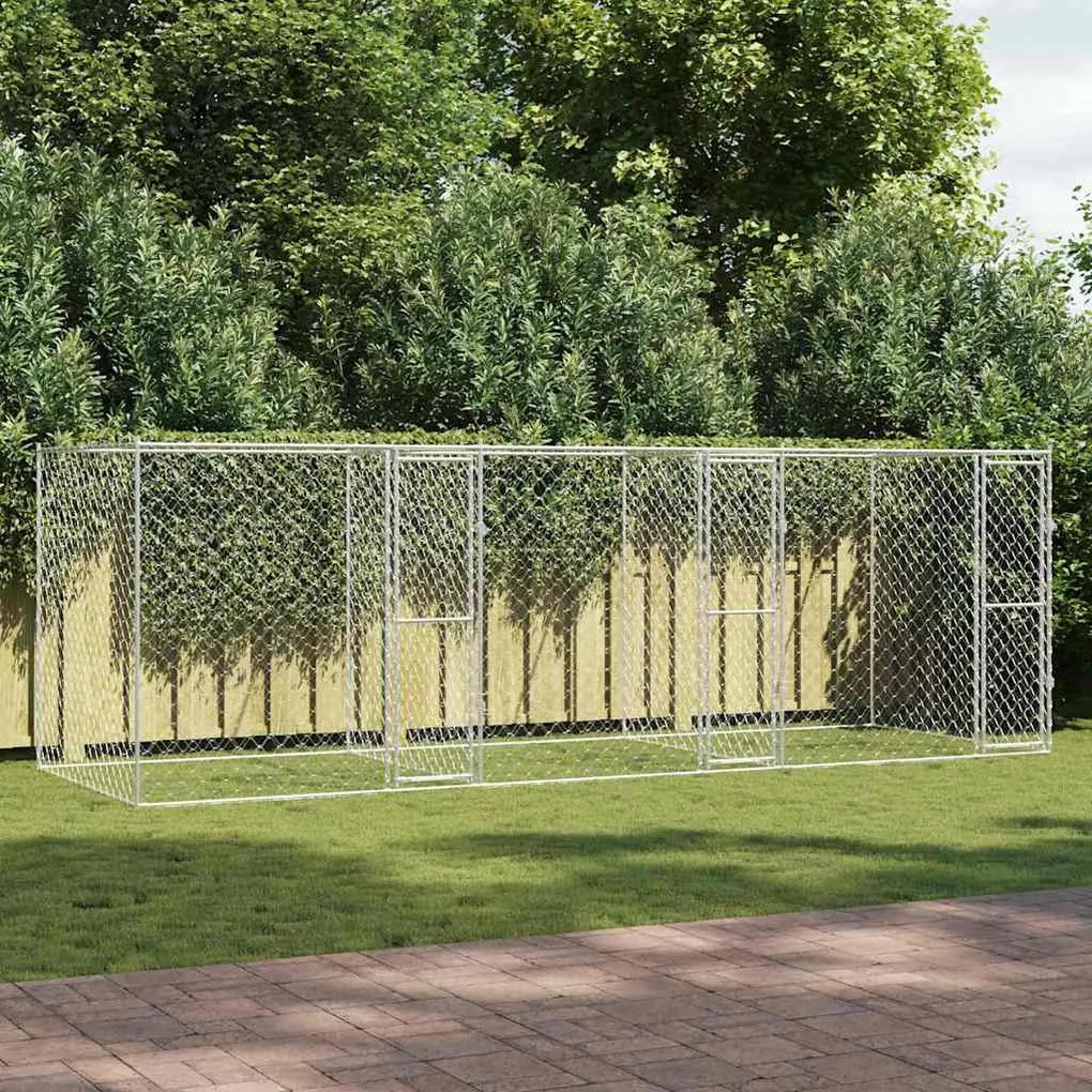vidaXL Κλουβί σκύλου Ασημί 600 x 200 x 200 εκ. Επικαλυμμένος Χάλυβας