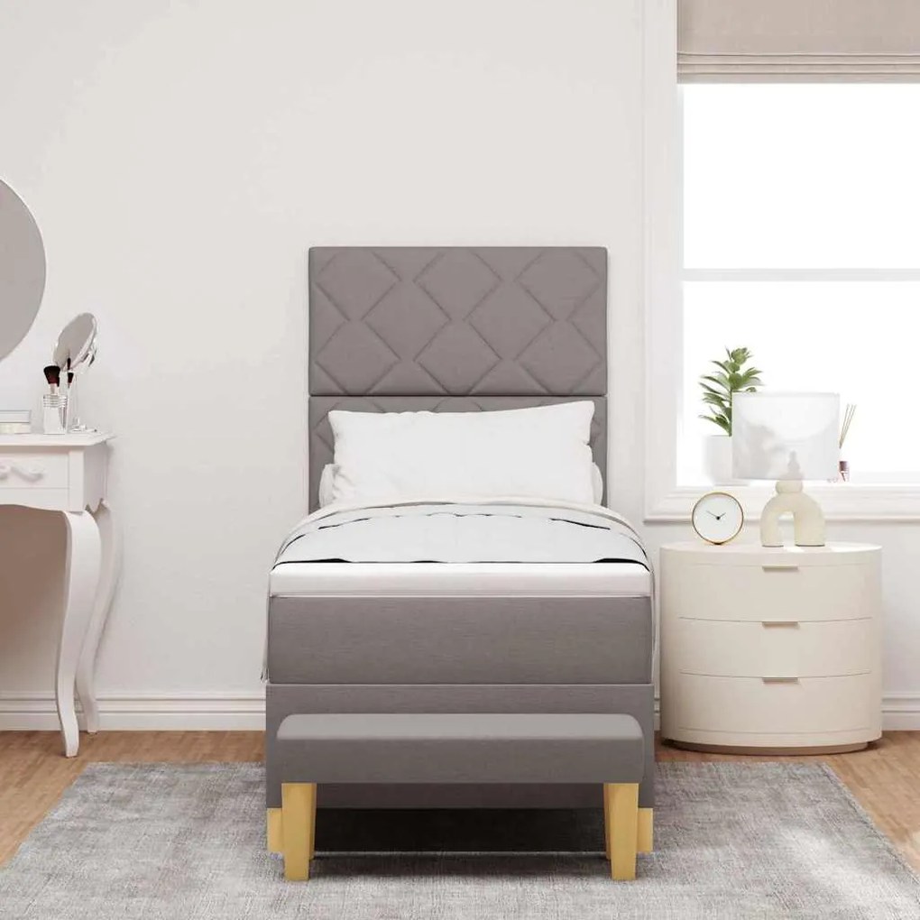 vidaXL Κρεβάτι με ελατήρια με στρώμα Taupe 80 x 200 cm ύφασμα