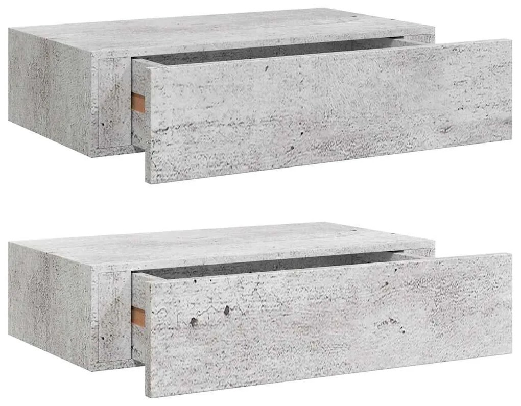 vidaXL Ράφια Τοίχου Συρτάρια 2 τεμ. Γκρι Σκυρ. 40x23,5x10 εκ από MDF
