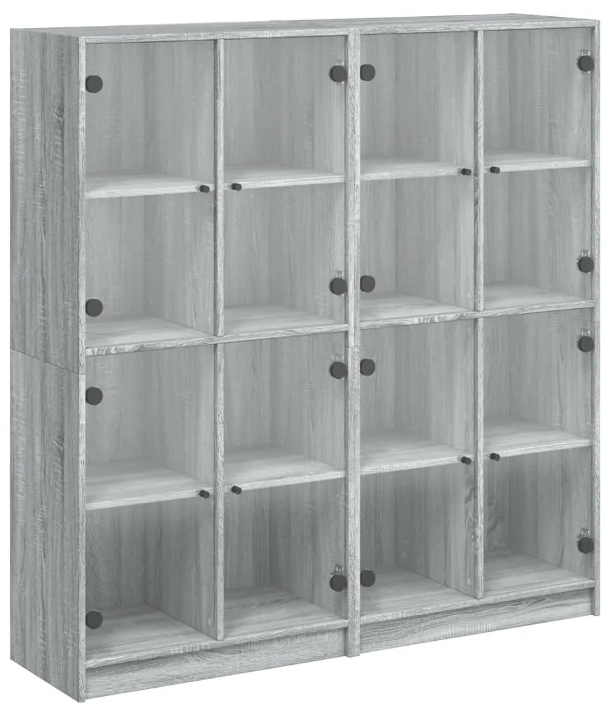 vidaXL Βιβλιοθήκη με Πόρτες Γκρι Sonoma 136x37x142 εκ. Επεξ. Ξύλο