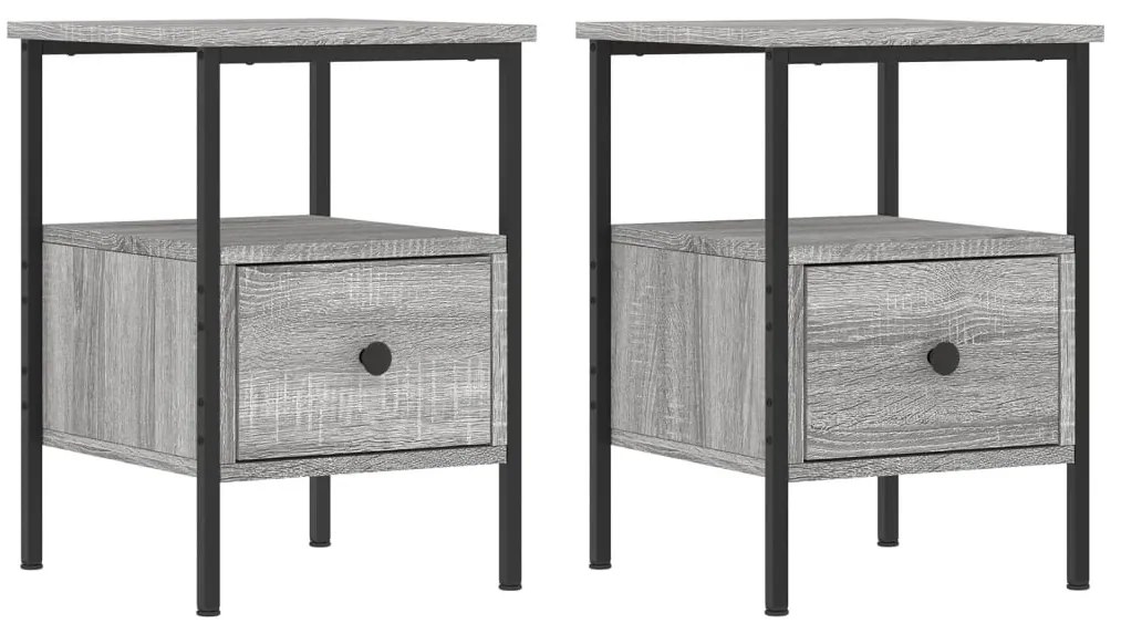 vidaXL Κομοδίνα 2 τεμ. Γκρι Sonoma 34 x 36 x 50 εκ. Επεξεργασμένο Ξύλο