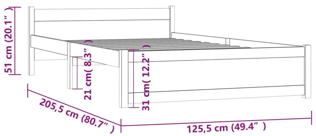 ΠΛΑΙΣΙΟ ΚΡΕΒΑΤΙΟΥ ΛΕΥΚΟ 120 X 200 ΕΚ. ΑΠΟ ΜΑΣΙΦ ΞΥΛΟ 815040