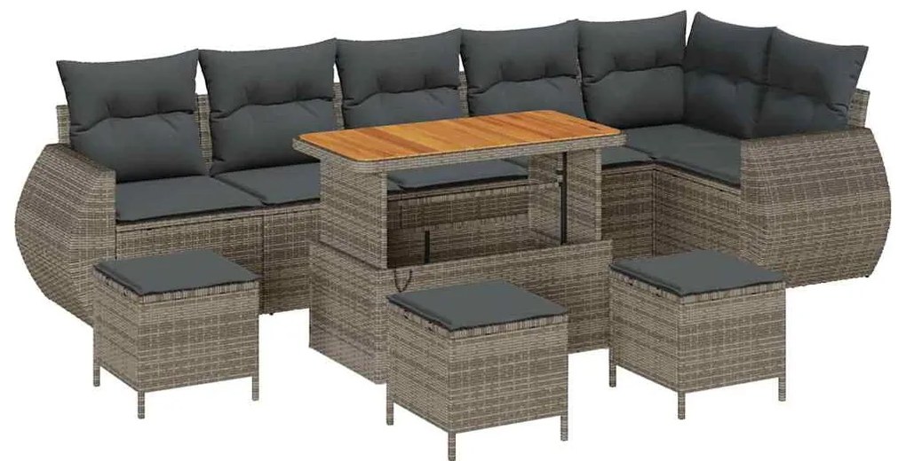 vidaXL Σετ Καναπέ Κήπου 10 pcs Γκρι συνθετικό ρατάν