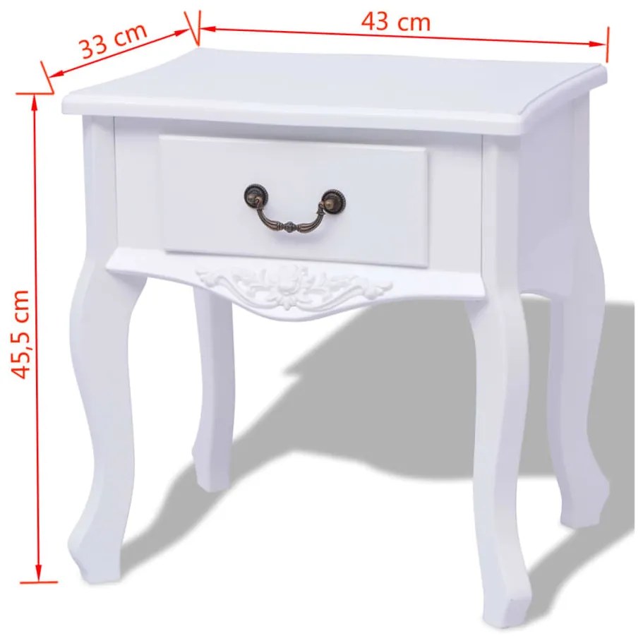 vidaXL Κομοδίνα 2 τεμ. Λευκά από MDF